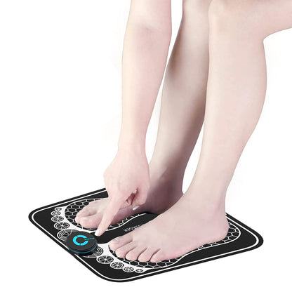 2pcs Foot Massager Portable EMS Foot Stimulator Pad Men Women Massage Machine for Muscle Relaxation -1Pc Foot Massager Mat and 1Pc Host machine