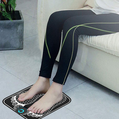 2pcs Foot Massager Portable EMS Foot Stimulator Pad Men Women Massage Machine for Muscle Relaxation -1Pc Foot Massager Mat and 1Pc Host machine