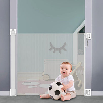 Retractable Safety Fence Mesh Stairs Gate Pets Barrier for Dog Cat Baby Grey