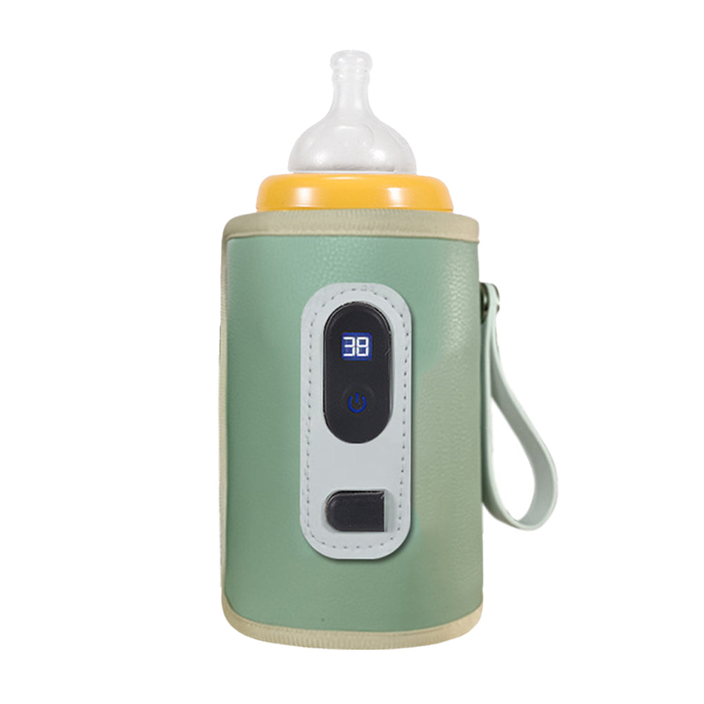 USB Powered Digital Display Baby Milk Bottle Warmer Thermostat Portable Travel Milk Feeding Heater Bag Pouch Green