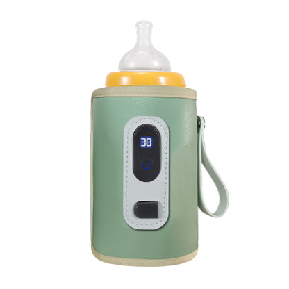 USB Powered Digital Display Baby Milk Bottle Warmer Thermostat Portable Travel Milk Feeding Heater Bag Pouch Green