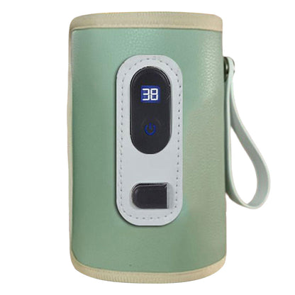 USB Powered Digital Display Baby Milk Bottle Warmer Thermostat Portable Travel Milk Feeding Heater Bag Pouch Green