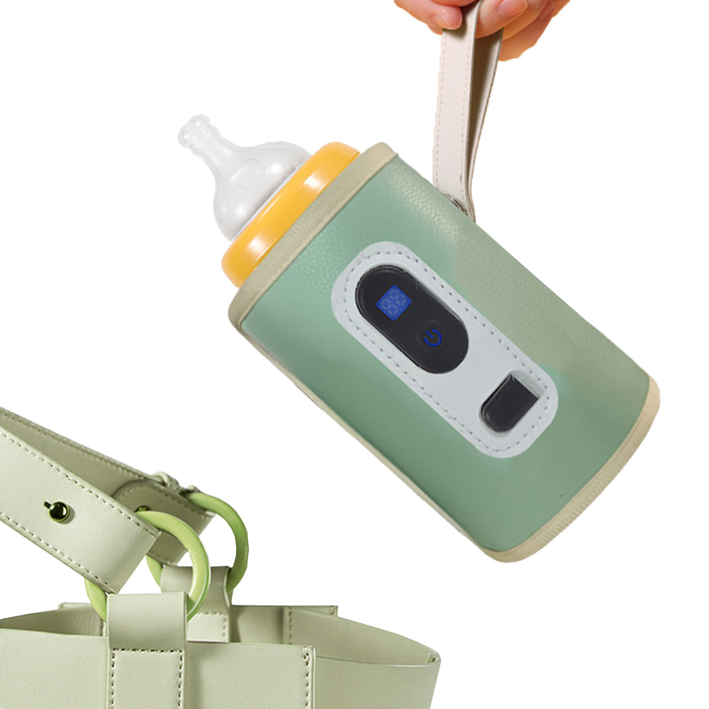 USB Powered Digital Display Baby Milk Bottle Warmer Thermostat Portable Travel Milk Feeding Heater Bag Pouch Green