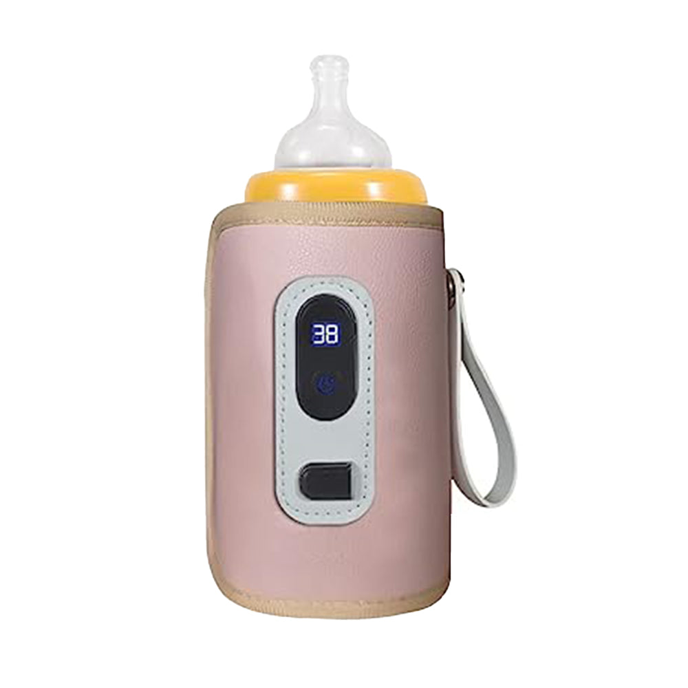 USB Powered Digital Display Baby Milk Bottle Warmer Thermostat Portable Travel Milk Feeding Heater Bag Pouch Pink