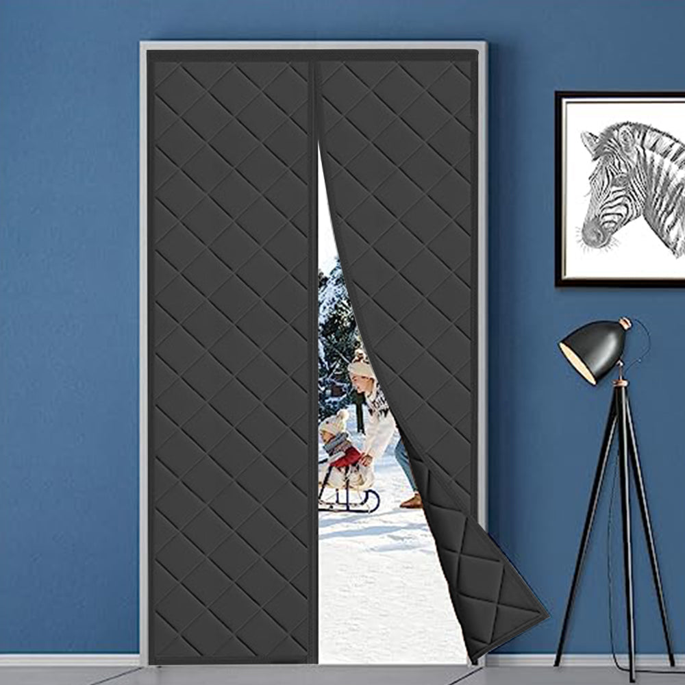 Temporary Magnet Closure Thermal Door Cover Thermal Insulated Door Curtain Black