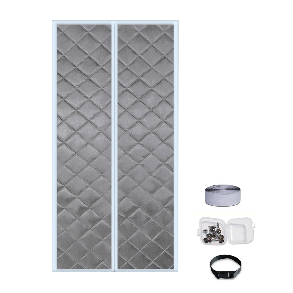 Temporary Magnet Closure Thermal Door Cover Thermal Insulated Door Curtain Grey