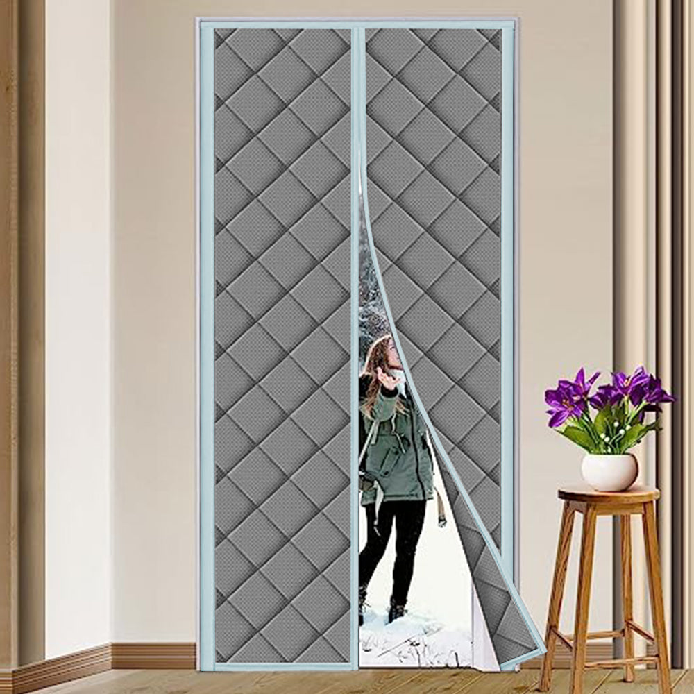 Temporary Magnet Closure Thermal Door Cover Thermal Insulated Door Curtain Grey