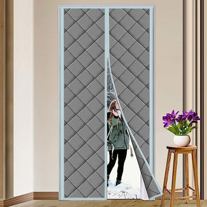 Temporary Magnet Closure Thermal Door Cover Thermal Insulated Door Curtain Grey