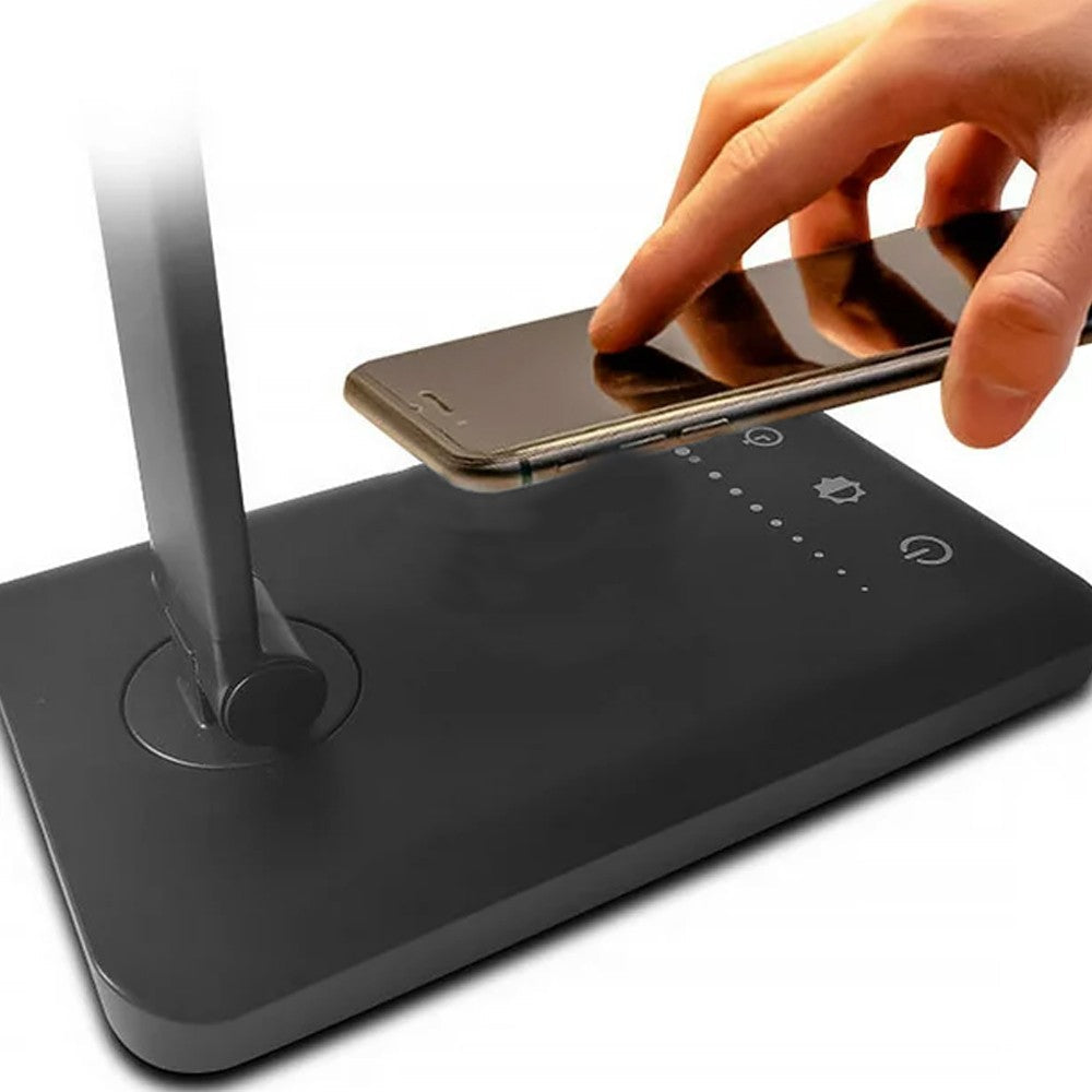 Touch Control Dimmable LED Desk Lamp with Wireless Phone Charger Black