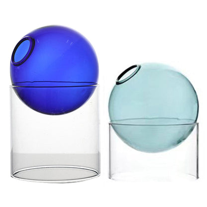 2Pcs Tabletop Glass Ball Vase Flower Planter Pot Terrarium Container Home Decoration Style 1