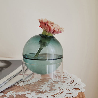 2Pcs Tabletop Glass Ball Vase Flower Planter Pot Terrarium Container Home Decoration Style 2