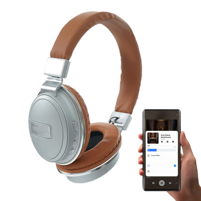 Foldable Wireless Bluetooth 5.0 Earphones Rechargeable Headset Brown
