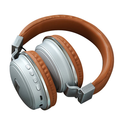 Foldable Wireless Bluetooth 5.0 Earphones Rechargeable Headset Brown