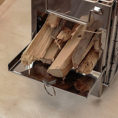 Foldable Wood Burning Camping Stove Portable Backpacking Stove with Grid Rack for Outdoor Cooking Picnic