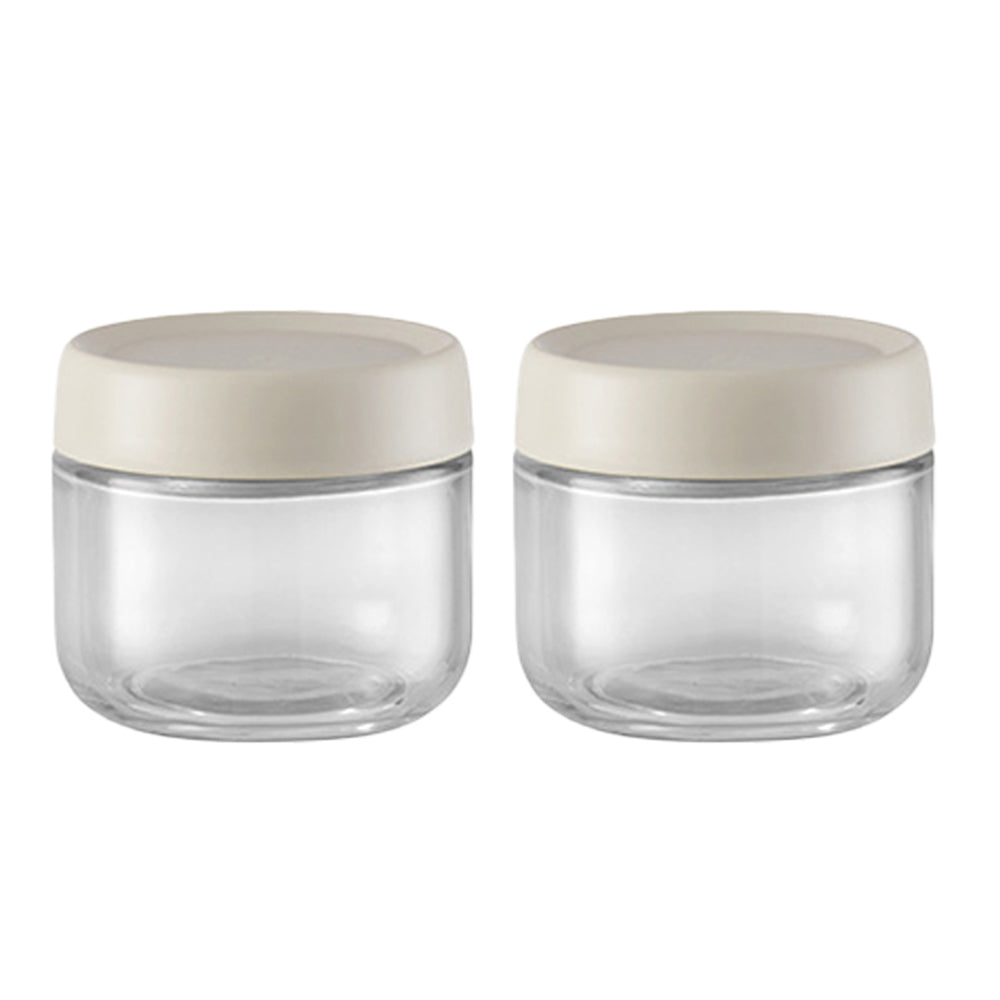 2Pcs 280ml Transparent Glass Jar with Screw Lid Food Storage Containers Beige