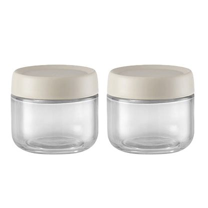 2Pcs 280ml Transparent Glass Jar with Screw Lid Food Storage Containers Beige