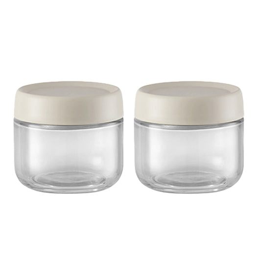 2Pcs 280ml Transparent Glass Jar with Screw Lid Food Storage Containers Beige