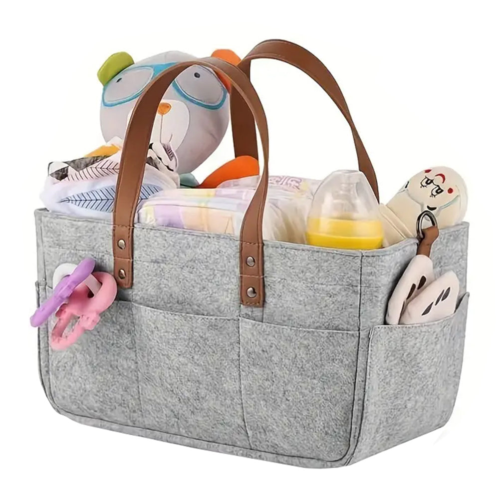 Foldable Travel Baby Diaper Caddy Organizer Portable Nappy Storage Bag Gray