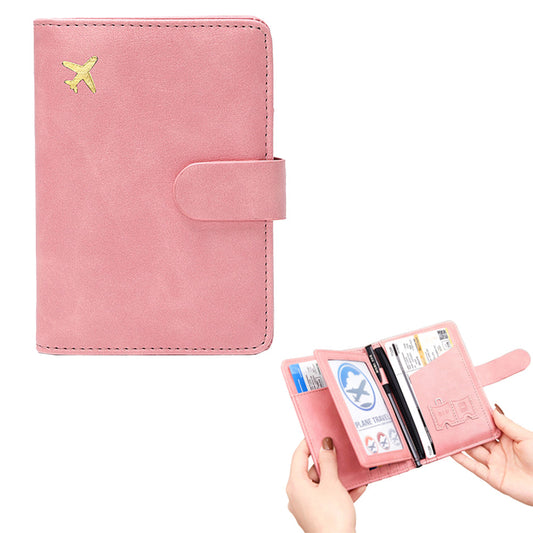RFID Blocking Card Holder Travel Wallet for Women Men Pink