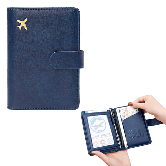 RFID Blocking Card Holder Travel Wallet for Women Men Royal Blue