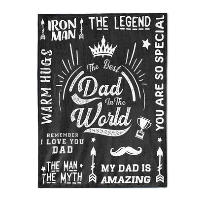 Flannel Blanket Dad Blanket from Daughter or Son Father's Day Birthday Gifts Black