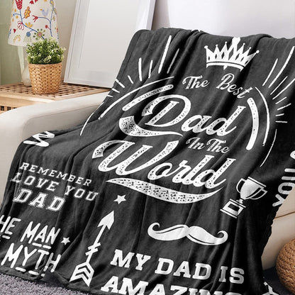 Flannel Blanket Dad Blanket from Daughter or Son Father's Day Birthday Gifts Black