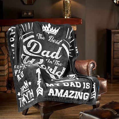 Flannel Blanket Dad Blanket from Daughter or Son Father's Day Birthday Gifts Black