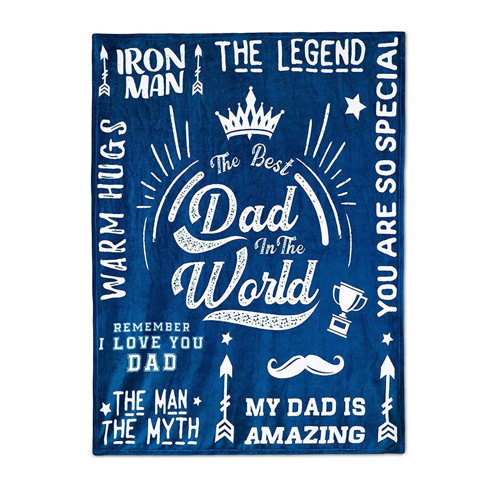 Flannel Blanket Dad Blanket from Daughter or Son Father's Day Birthday Gifts Blue
