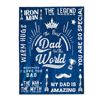 Flannel Blanket Dad Blanket from Daughter or Son Father's Day Birthday Gifts Blue