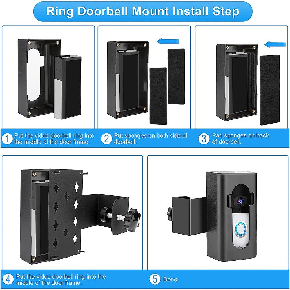 No-Drill Ring Video Doorbell Mount Anti-Theft Wireless Doorbell Camera Holder Doorbell Bracket for Home Apartment Office