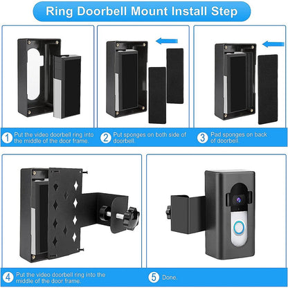 No-Drill Ring Video Doorbell Mount Anti-Theft Wireless Doorbell Camera Holder Doorbell Bracket for Home Apartment Office