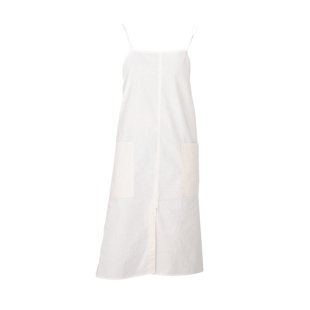 Solid Color Long Apron Cotton Suspender Apron with Pockets for Kitchen Garden Shop Beige