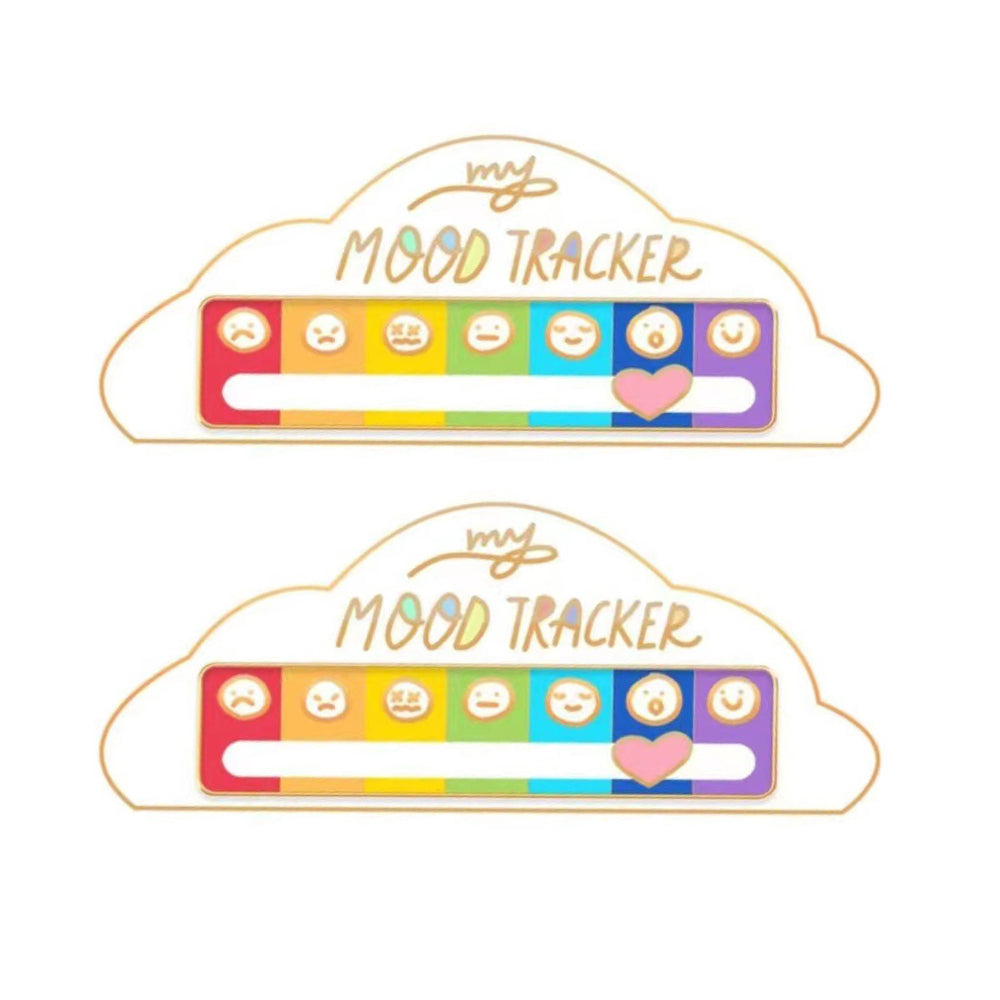2Pcs My Social Battery Mood Brooch Pin Funny Interactive Badge Lape Pin White Cloud Style