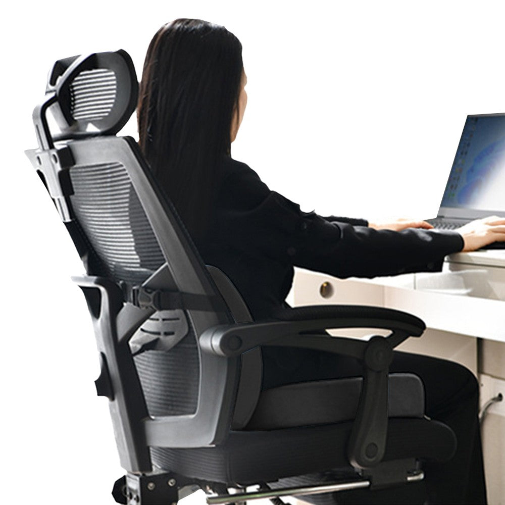 Memory Foam Seat Cushion and Lumbar Support Pillow for Office Chair Car Black