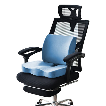 Memory Foam Seat Cushion and Lumbar Support Pillow for Office Chair Car Blue