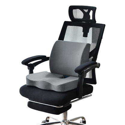 Memory Foam Seat Cushion and Lumbar Support Pillow for Office Chair Car Grey