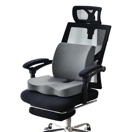 Memory Foam Seat Cushion and Lumbar Support Pillow for Office Chair Car Grey