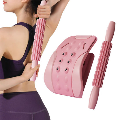 2 in 1 Neck and Back Stretcher Neck Cracker Back Lumbar Massager Pink