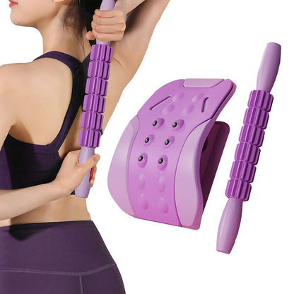 2 in 1 Neck and Back Stretcher Neck Cracker Back Lumbar Massager Purple