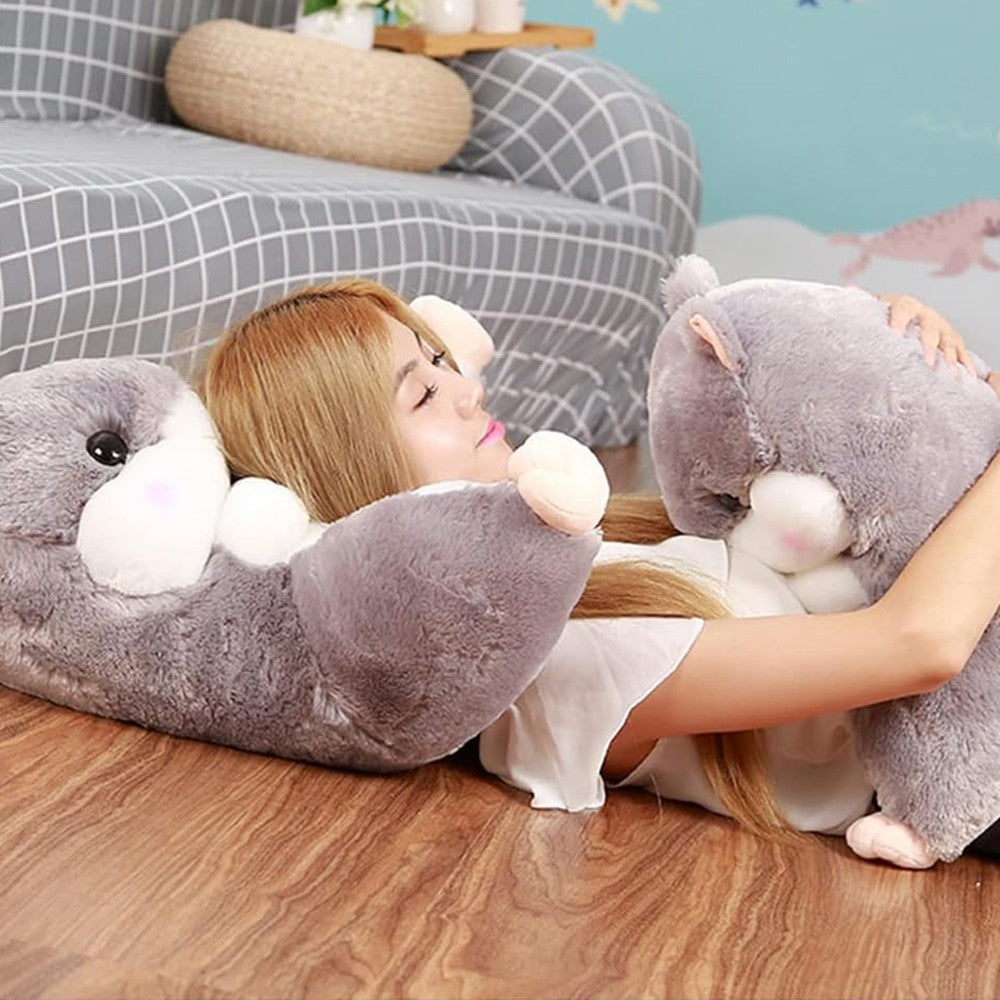 Backrest Reading Rest Pillow Neck Lumbar Support Chair Cushion with Arms for Teens Grey