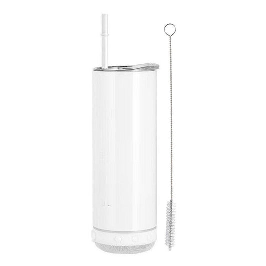 20oz Speaker Tumbler Cup Music Tumbler Detachable Music Speaker Tumbler with Straw and Brush White