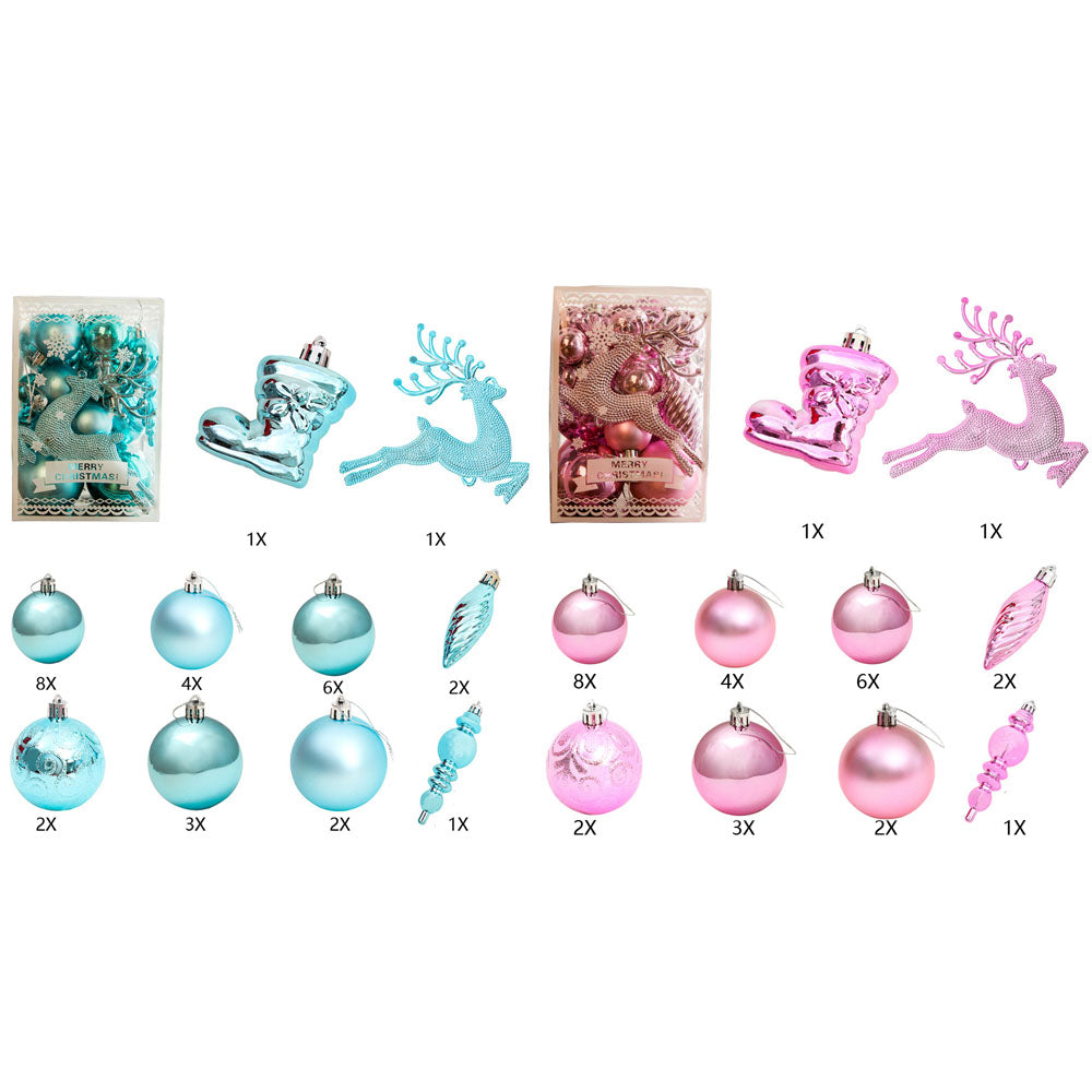 2set Christmas Tree Ornaments Set Tree for Xmas Wreath Tree Decor Blue Pink