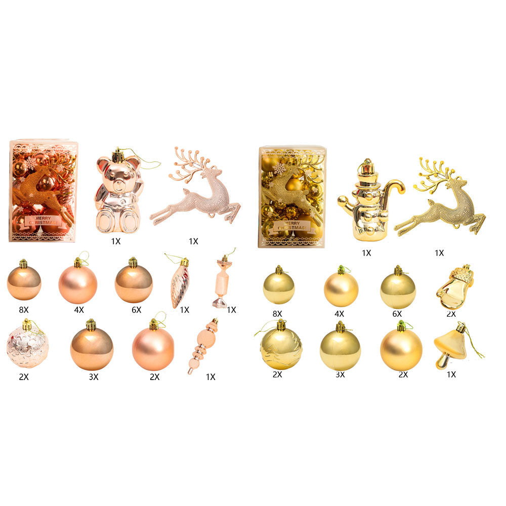 2set Christmas Tree Ornaments Set Tree for Xmas Wreath Tree Decor Two Gold