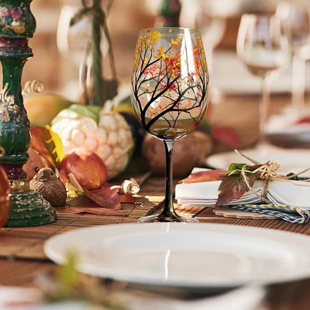450ml Season Tree Wine Glass Cup Goblet Champagne Cup Home Decor Holiday Party Supplies Autumn