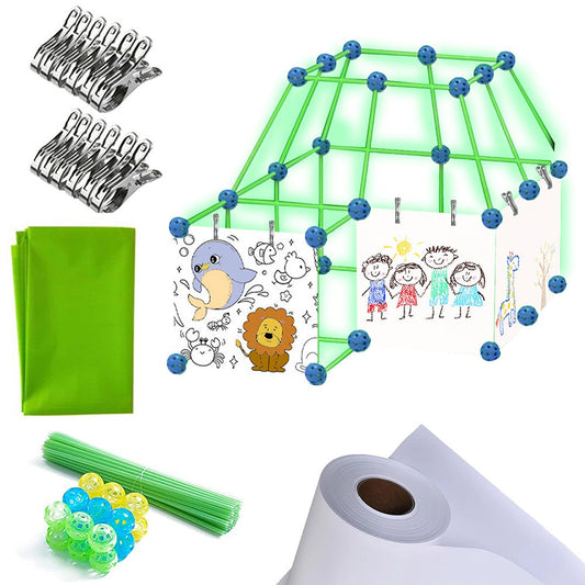 183Pcs Fort Building Toy Kit Painting Cloth Drawing Cloth Clips Set