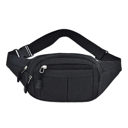 2Pcs Unisex Sling Bag Chest Pack Fanny Pack Sports Waist Bag Wallet - Black+Grey