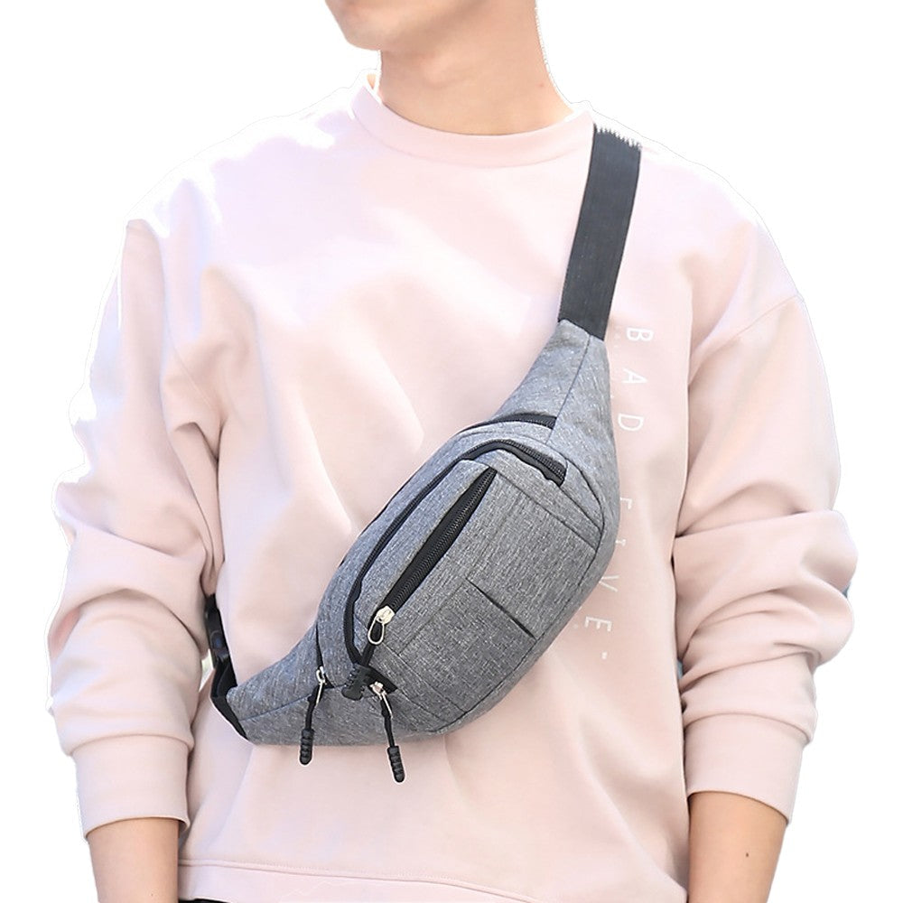 2Pcs Unisex Sling Bag Chest Pack Fanny Pack Sports Waist Bag Wallet - Black+Grey