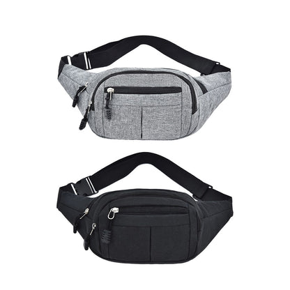 2Pcs Unisex Sling Bag Chest Pack Fanny Pack Sports Waist Bag Wallet - Black+Grey