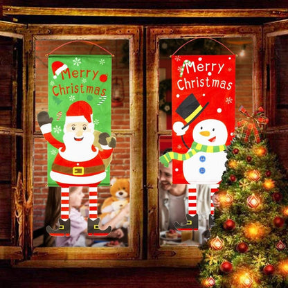 3 Set Merry Christmas Fabric Flag Xmas Door Porch Hanging Decoration