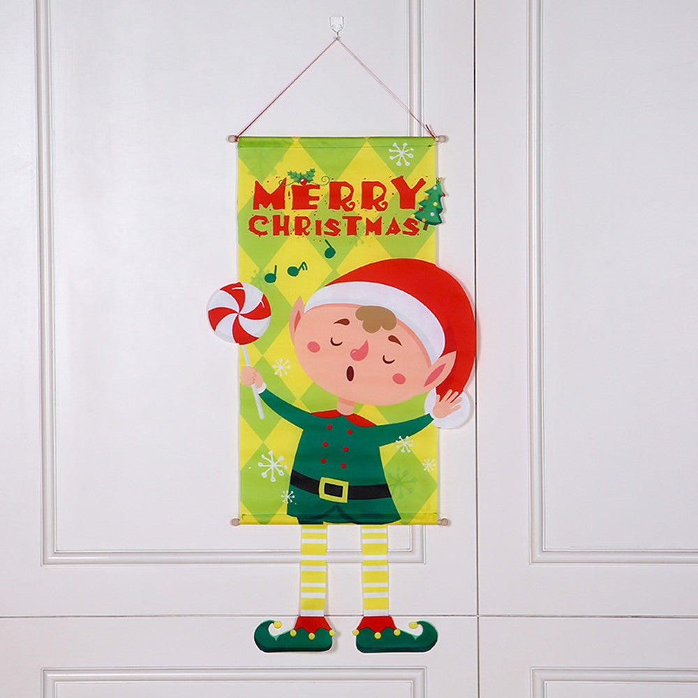 3 Set Merry Christmas Fabric Flag Xmas Door Porch Hanging Decoration